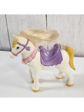 VTG FISHER PRICE DOLLHOUSE ONCE UPON A DREAM PONY HORSTABLE BLONDE PURPLE SADDLE